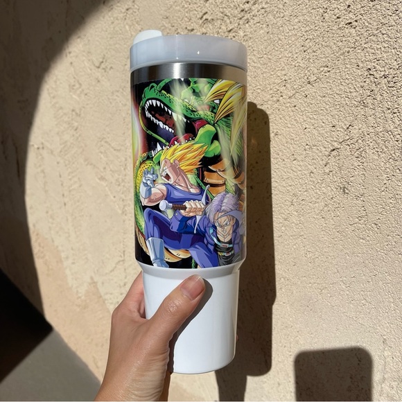 Dragon Ball Z 40 oz Tumbler with hand carry handle and Straw for COLD and HOT Be - Picture 2 of 4